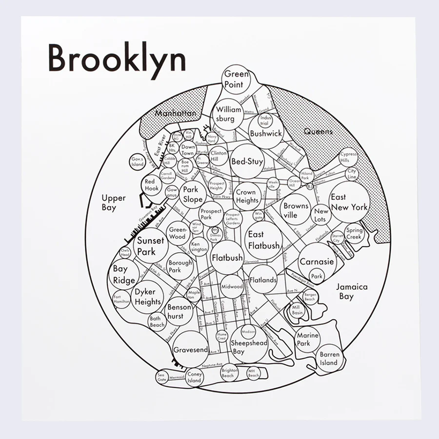 Archie's Press - Brooklyn Circle City Map Letterpress Print