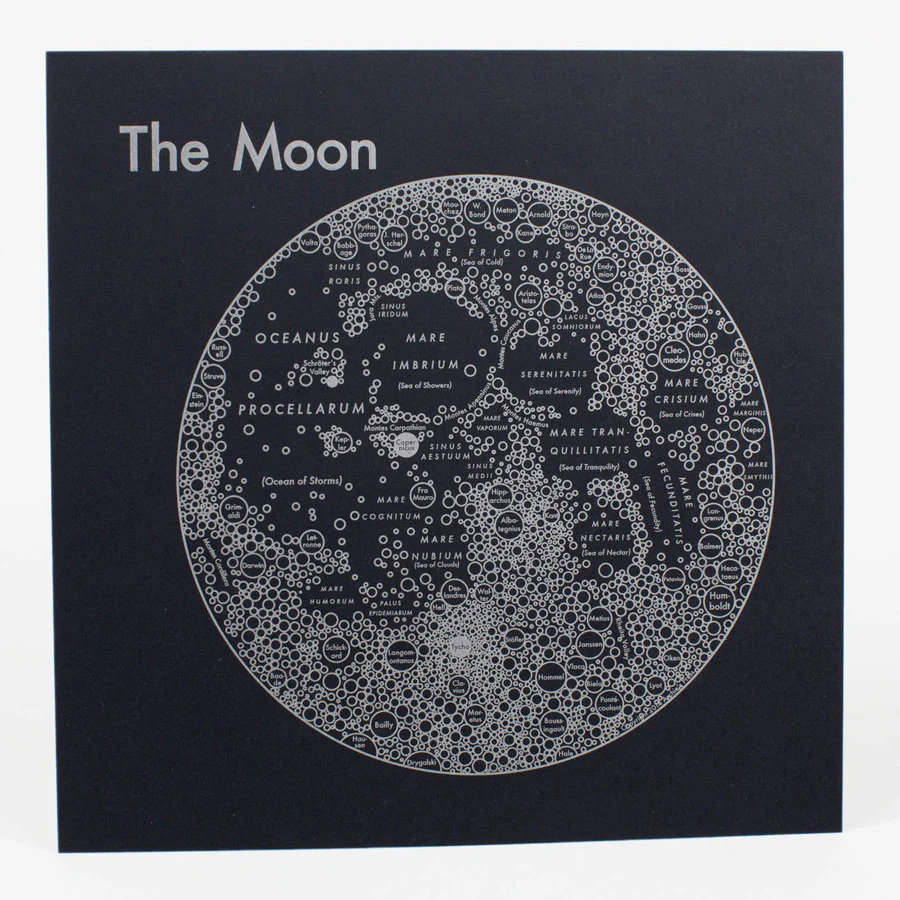 Archie's Press - Moon Circle Map - Letterpress Print (Black)