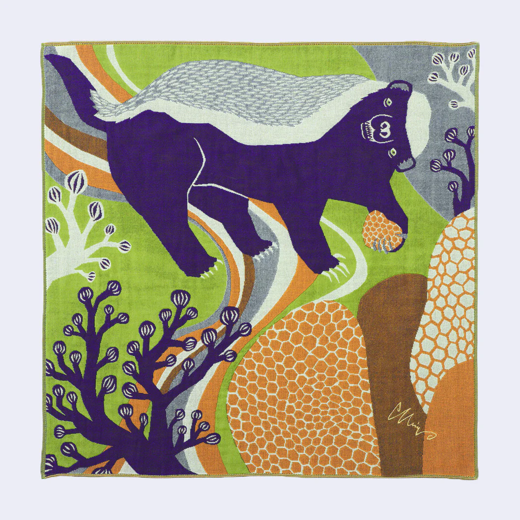 Badger Large Square Handkerchief/Bandana (Purple and Green)