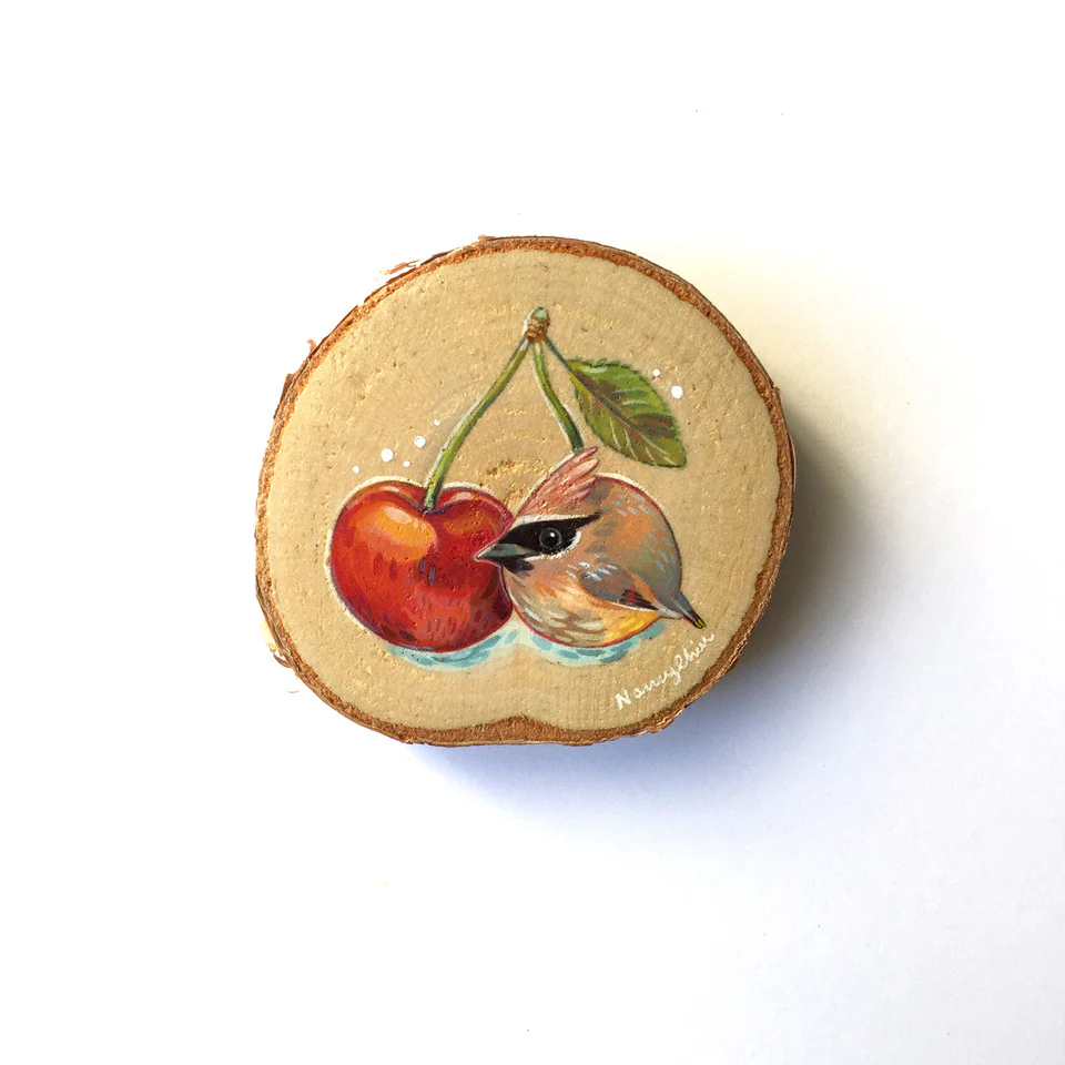 Bird Show - Nancy Chiu - "Cedar Waxwing as a Cherry" - Image 2