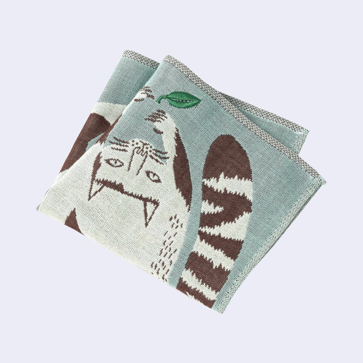 Cat and Tree Square Handkerchief (Light Blue) - Image 2