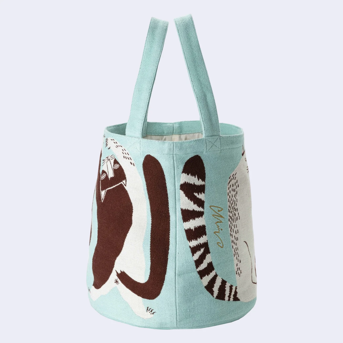 Cat and Tree Tote Bag (Light Blue) - Image 3