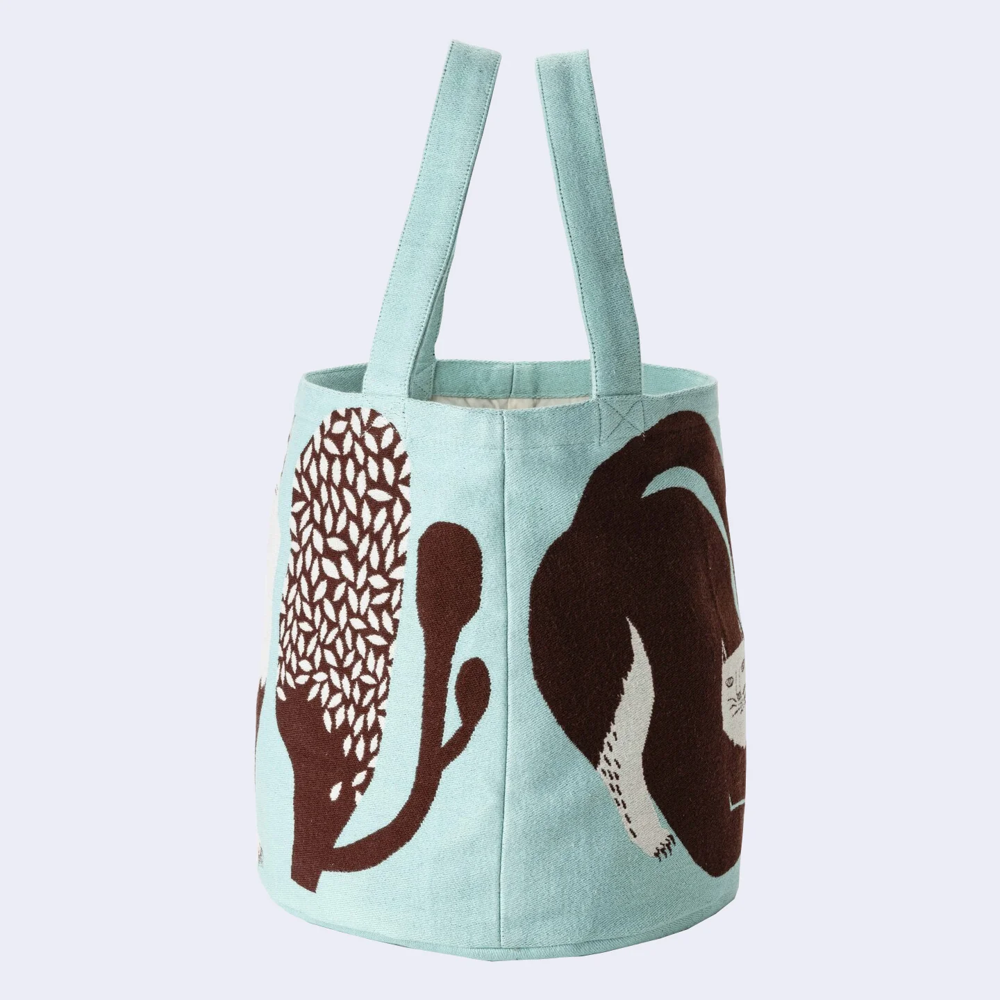 Cat and Tree Tote Bag (Light Blue) - Image 4