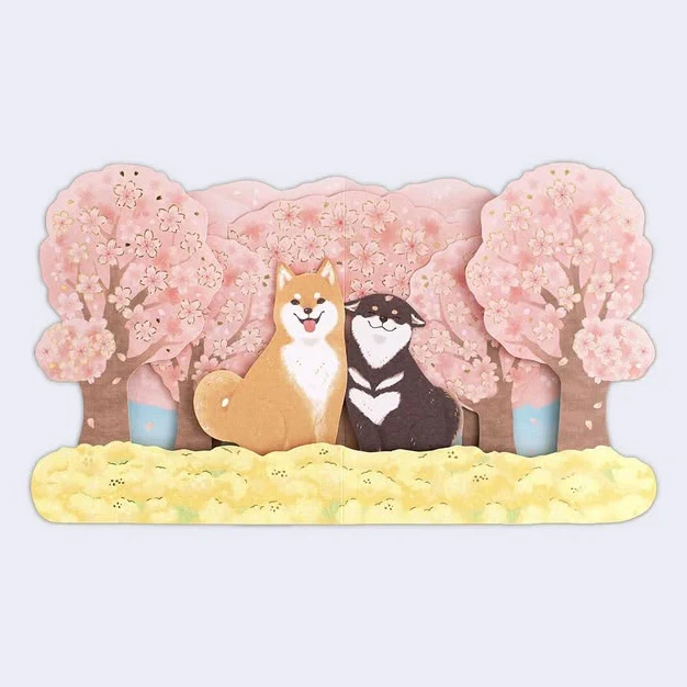 Cherry Blossom Dogs - 3D Greeting Card - Image 2