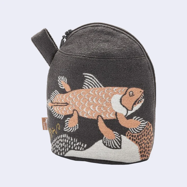 Coelacanth Fish Gusset Zip Pouch/Bag (Dark Gray)