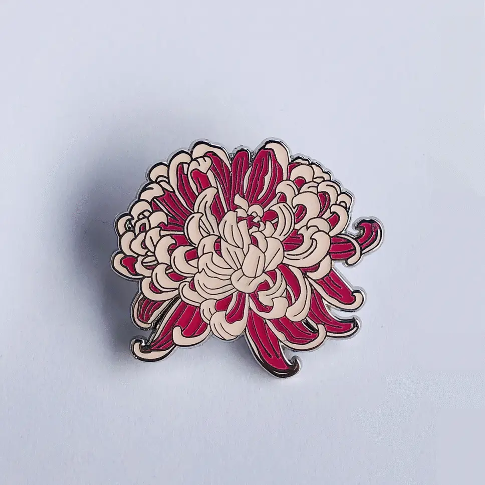 Giant Robot - Chrysanthemum Flower Enamel or Lapel Pin (Glow in the Dark) - Image 2