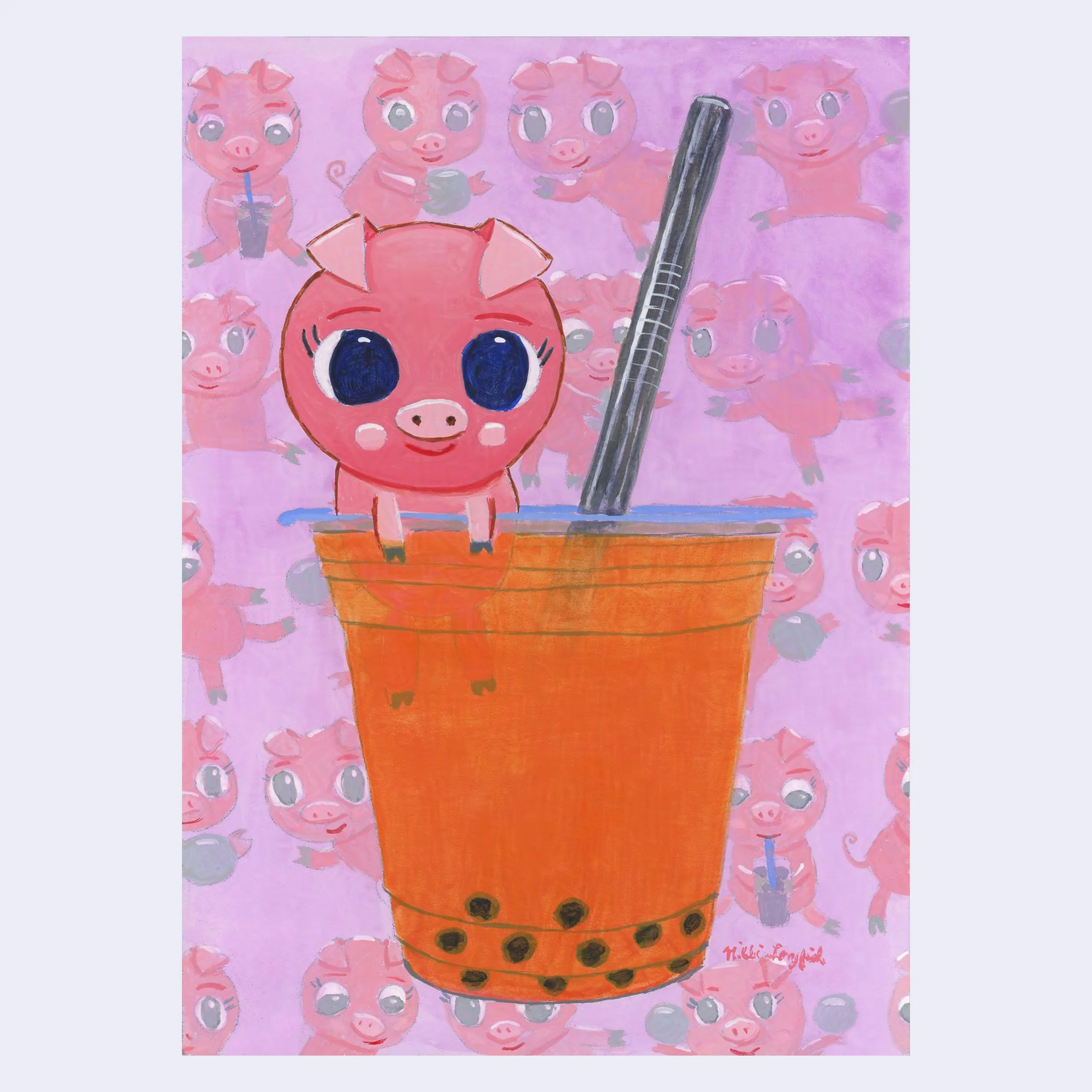 Nikki Longfish - "Boba Piggy" Art Print
