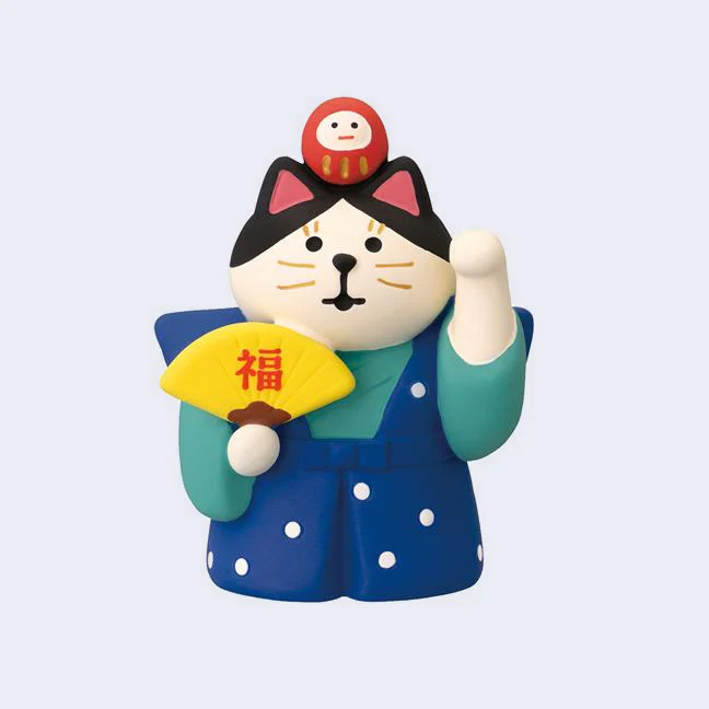 Decole - Fukusuke Cat w/ Daruma Miniature Animal Figure