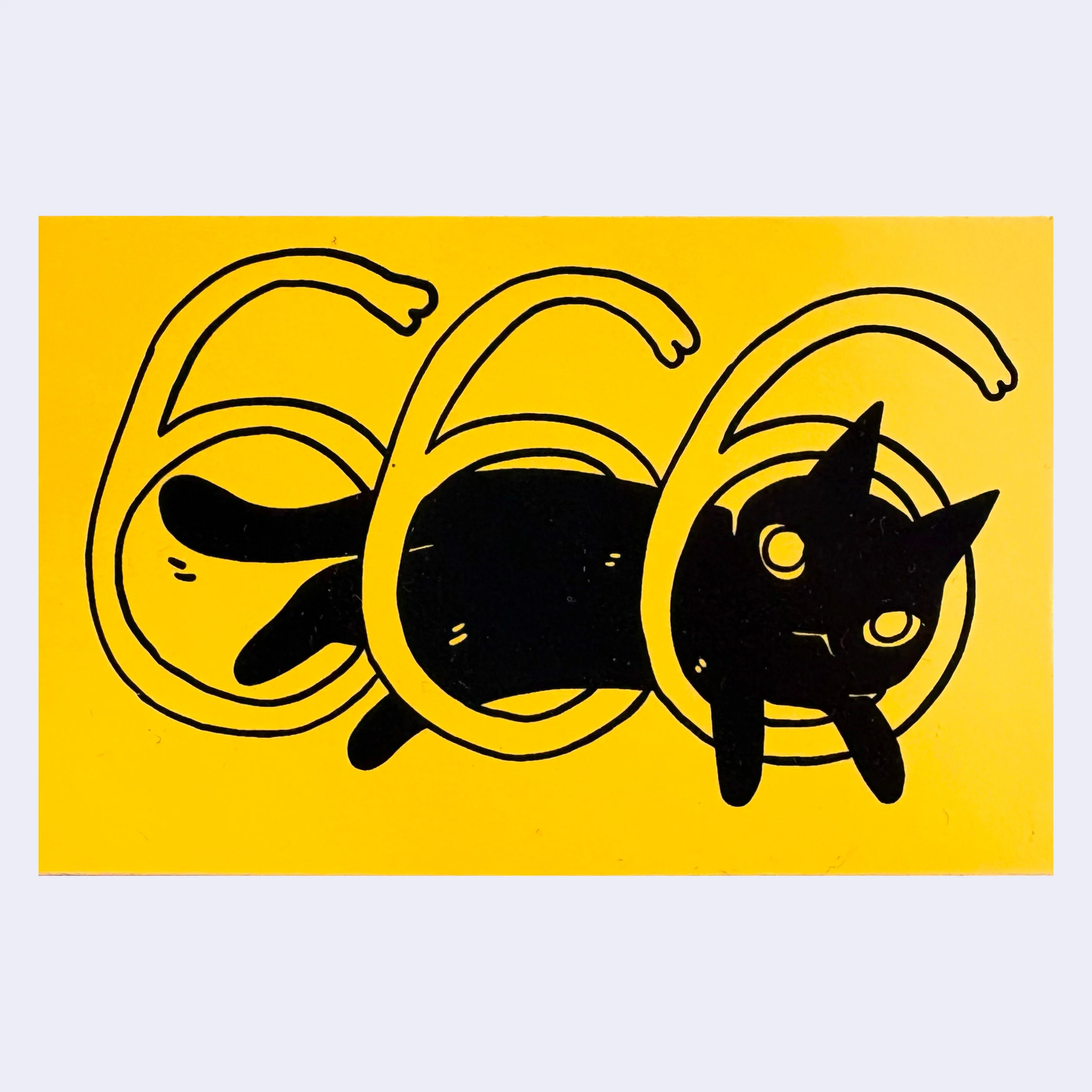 Deth P. Sun - 666 Black Cat Sticker (Yellow - Jumping Through Numbers)