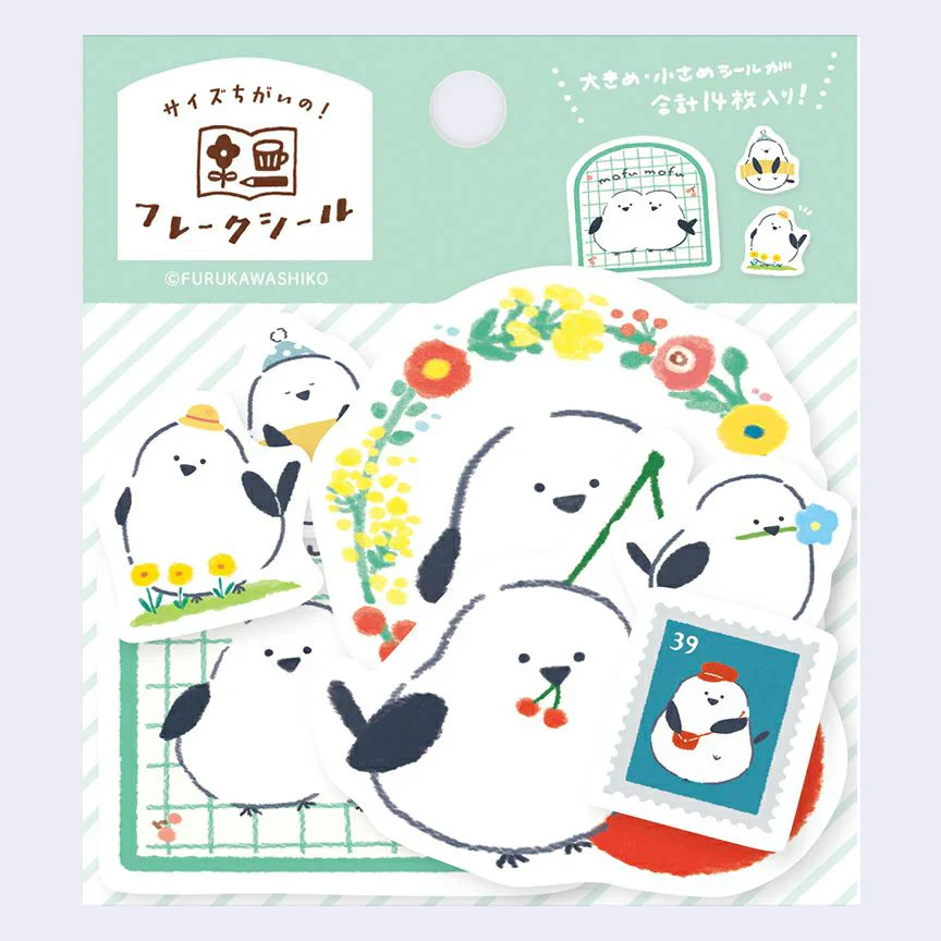 Furukawashiko - Fluffy Bird Flake Sticker Set