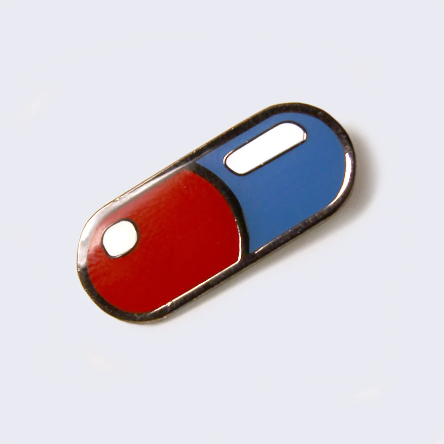 Giant Robot - Capsule / Red and blue pill / Enamel Pin (Glow-in-the-Dark)