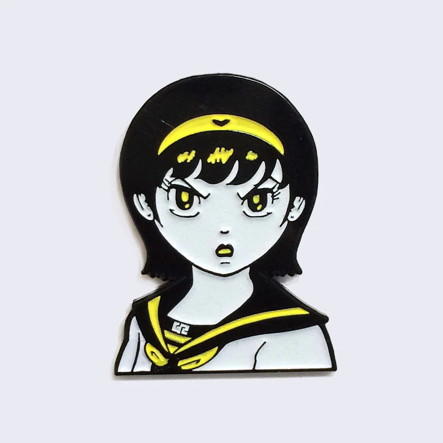 Giant Robot - Angry Girl Manga Enamel Pin (Glow-in-the-Dark) - Image 2
