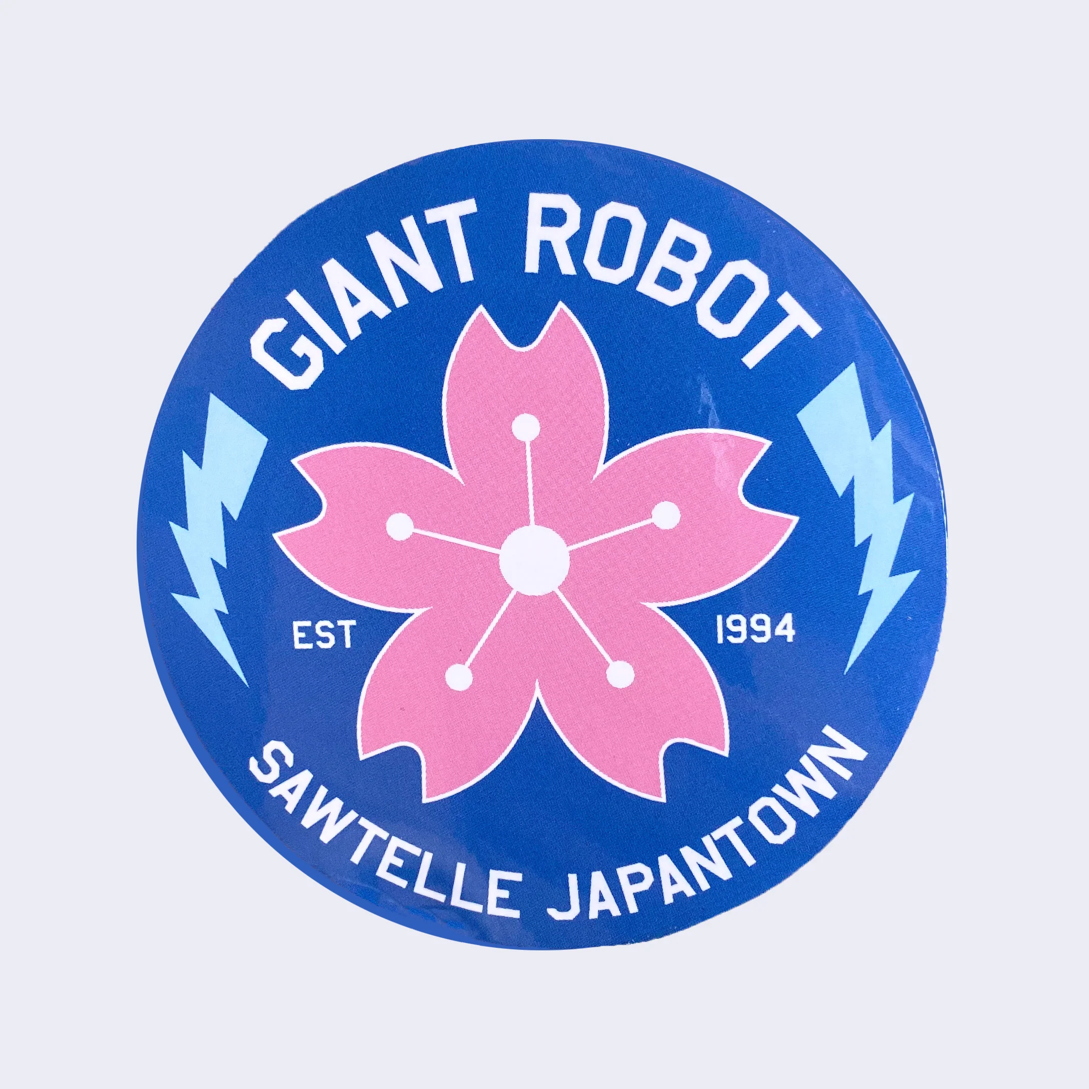 Giant Robot - Blue Circle Logo (w/ Cherry Blossom) Sticker