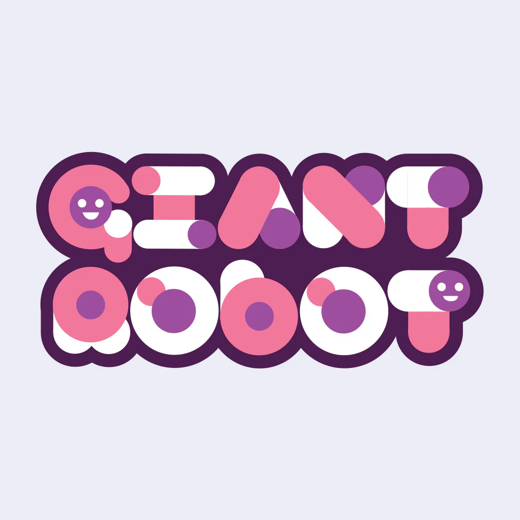 Giant Robot - Bubble Logo Sticker (Purple Background)
