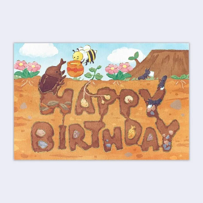 Happy Birthday Insect Burrow 3D Greeting Card