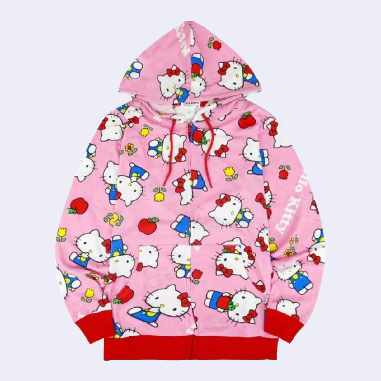 Hello Kitty All-Over-Pattern Zip-up Hoody Jacket (Pink)