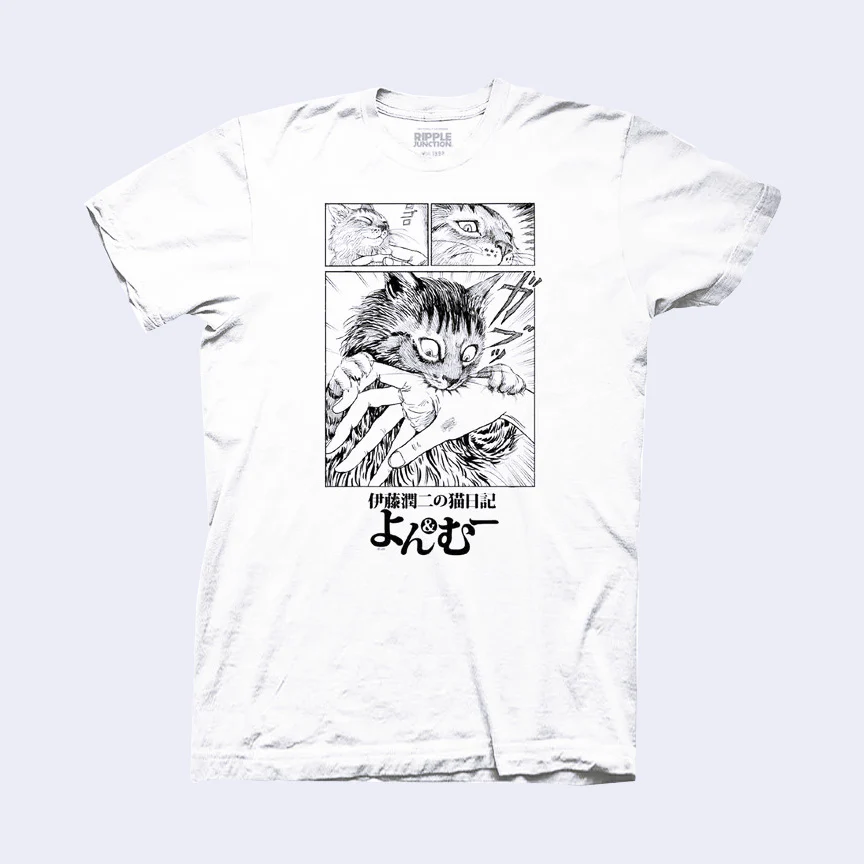 Junji Ito - Cat Diary: Yon & Mu "Biting" T-Shirt (White)