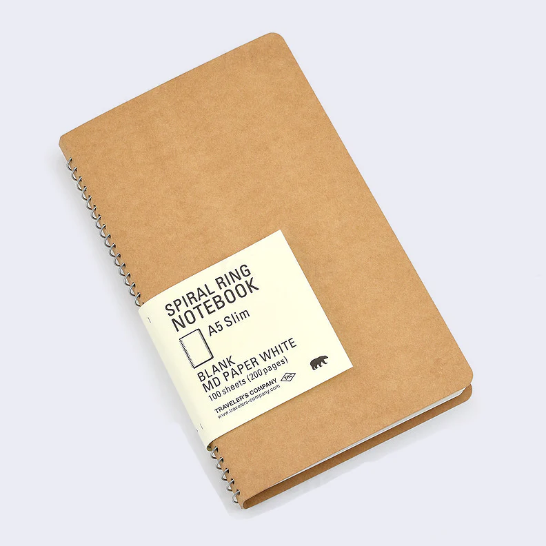 MD Spiral Ring Blank Paper Notebook (Large) A5 Slim