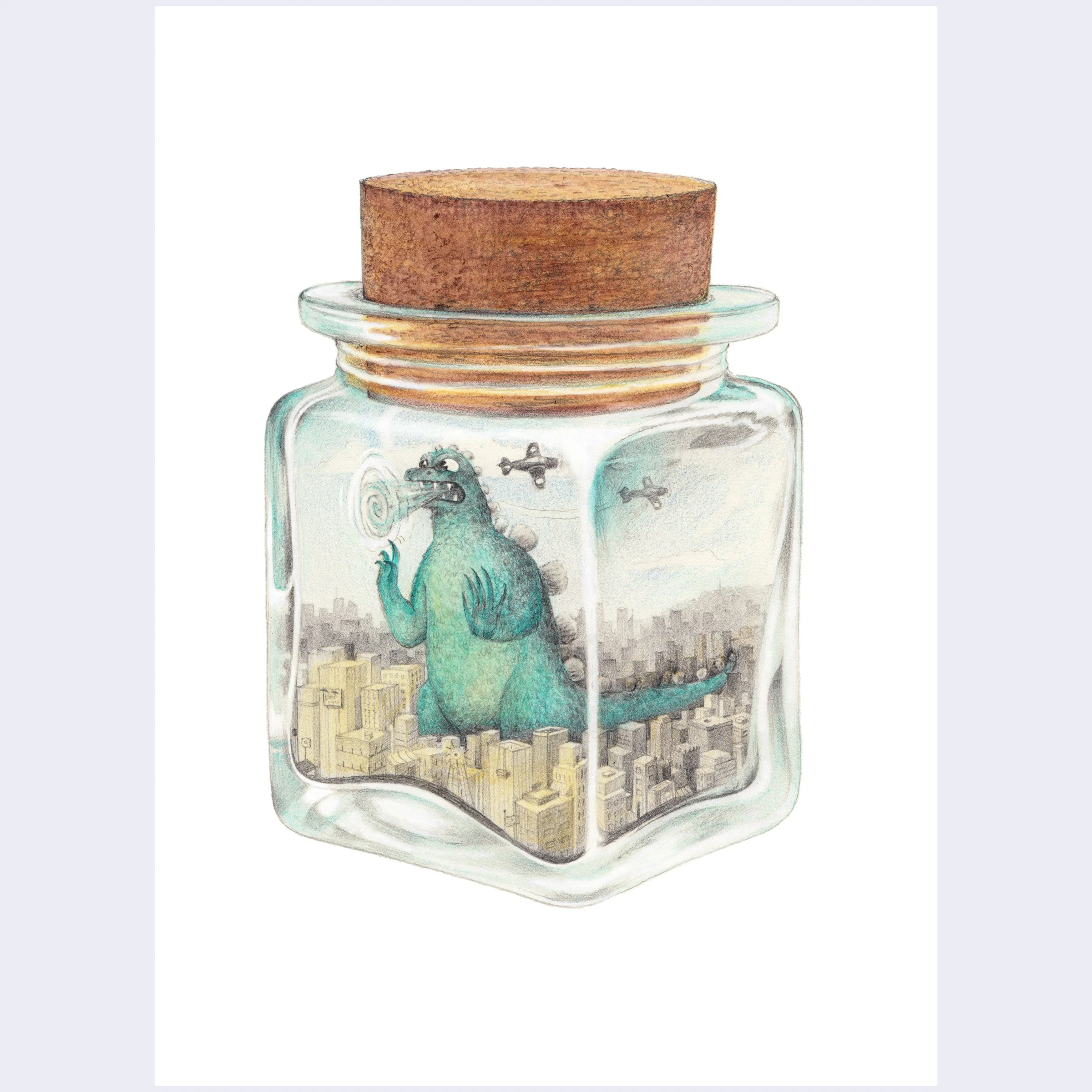 Cassia Lupo  - "Godzilla in a Bottle" 8 x 10 Art Print