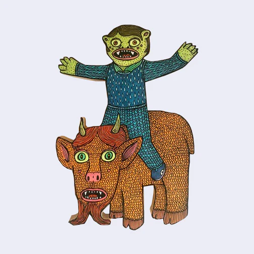 Original Assembly - #49 - Theo Ellsworth - "Goblin Kid with Magic Goat”