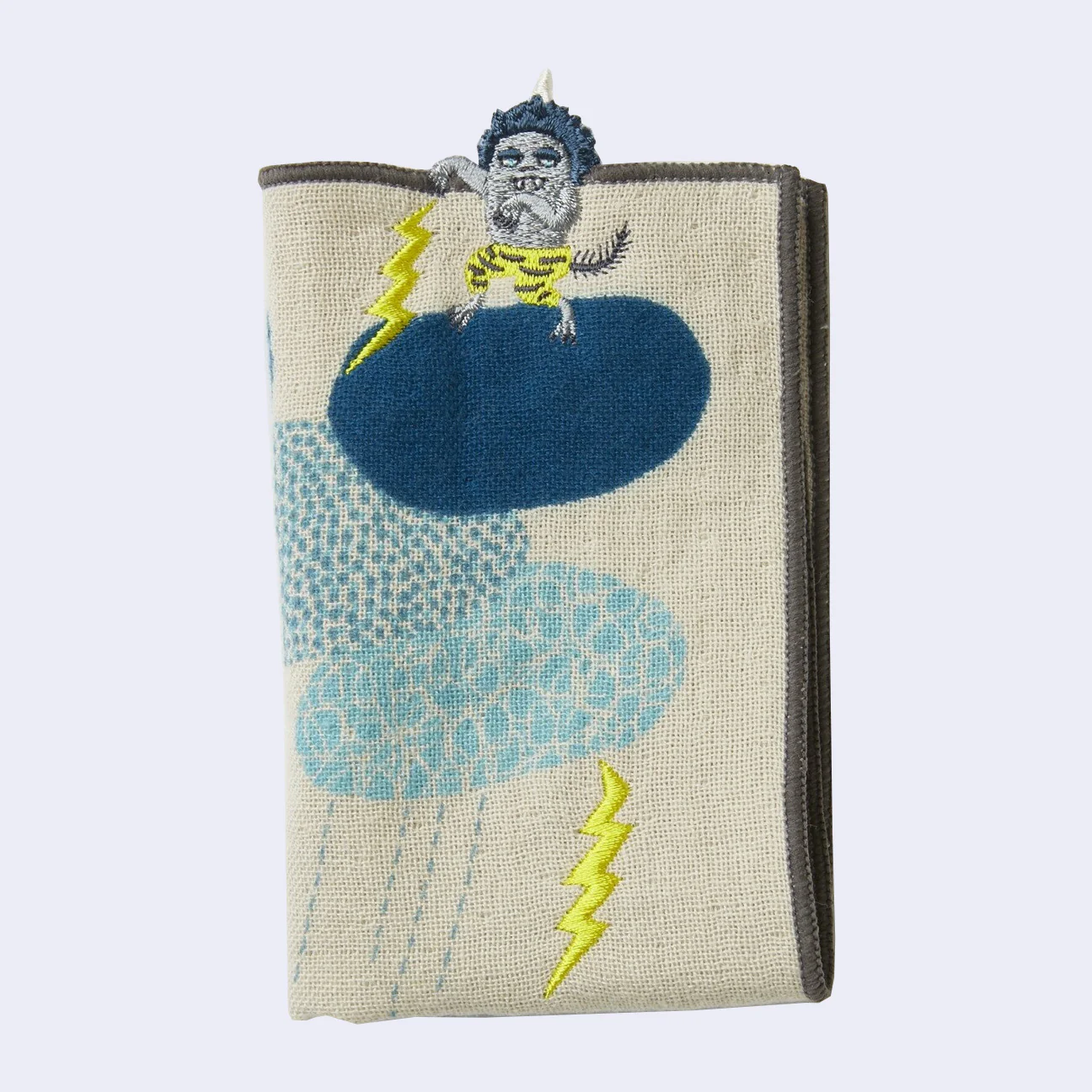Kaminari-sama/Raijin (Thunder God) Embroidered Handkerchief Towel - Image 2