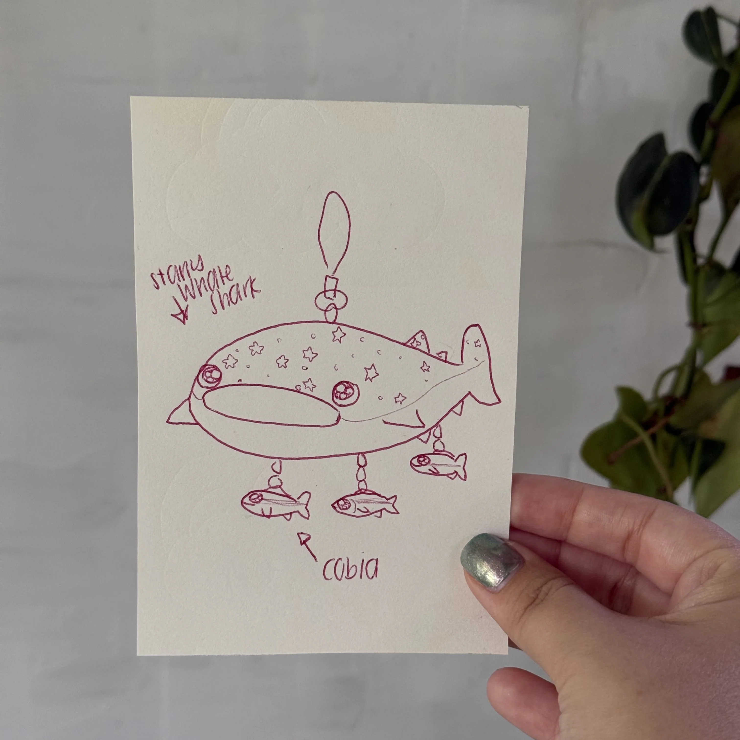 Raku (Mini) Gaki - Key Antionette - "Starry Whale Shark Keychain Plan"