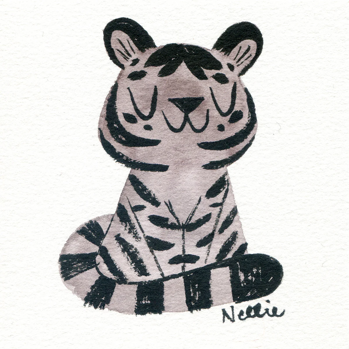 Raku (Mini) Gaki - Nellie Le - "Blobby Tiger (Storm Grey)"