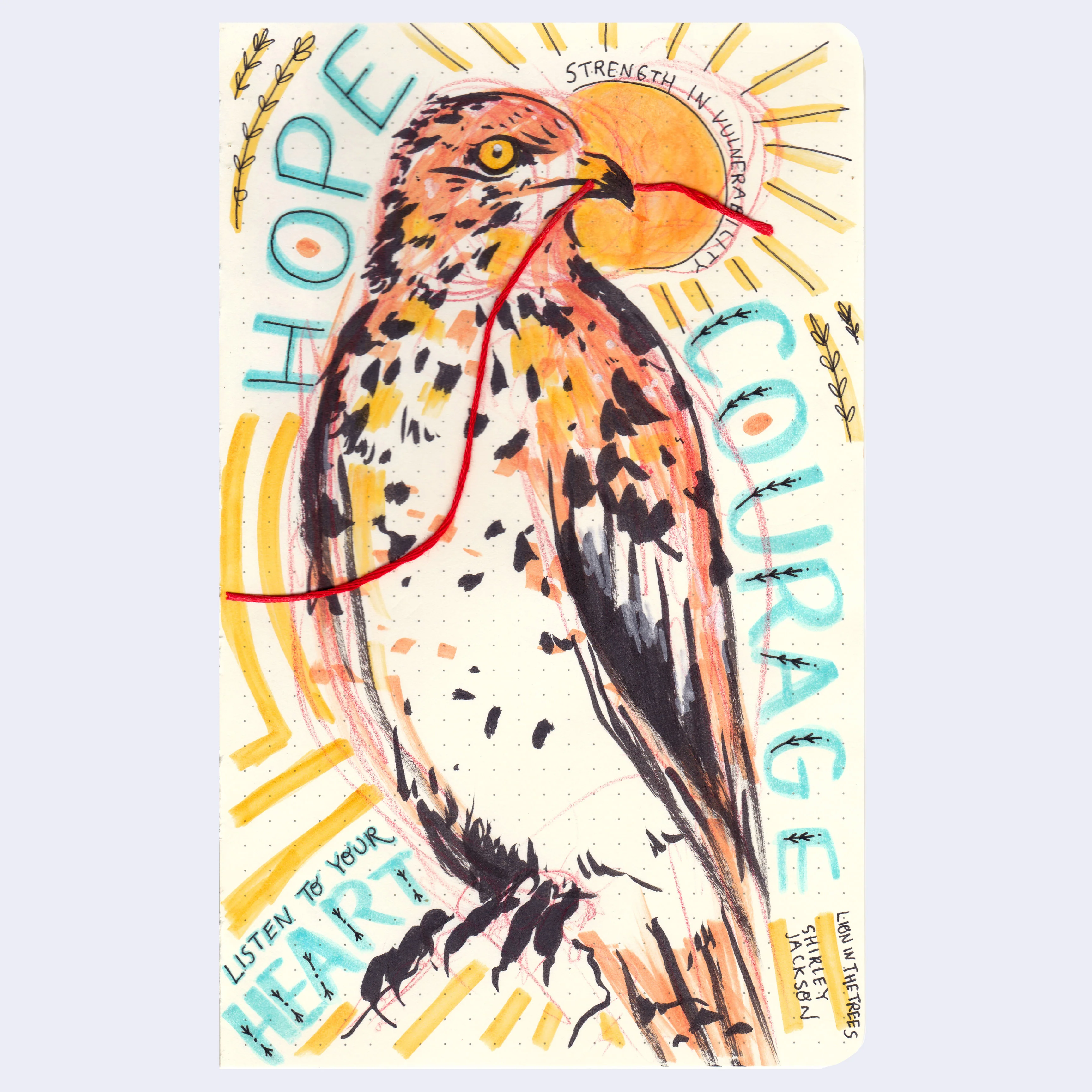 Raku (Mini) Gaki - Shirley Jackson (LIONINTHETREES) - "Hope Hawk"