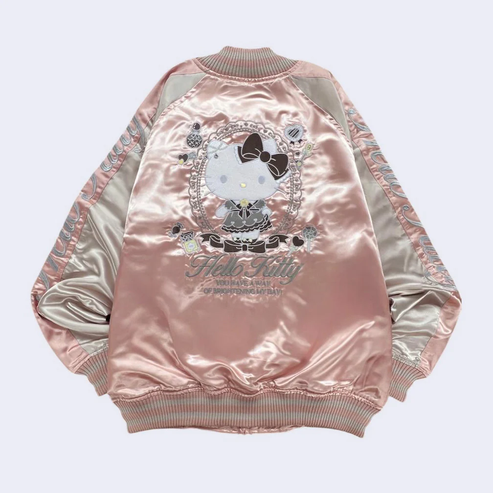 Sanrio - Hello Kitty Sukajan Bomber Jacket (Reversible - Pink)