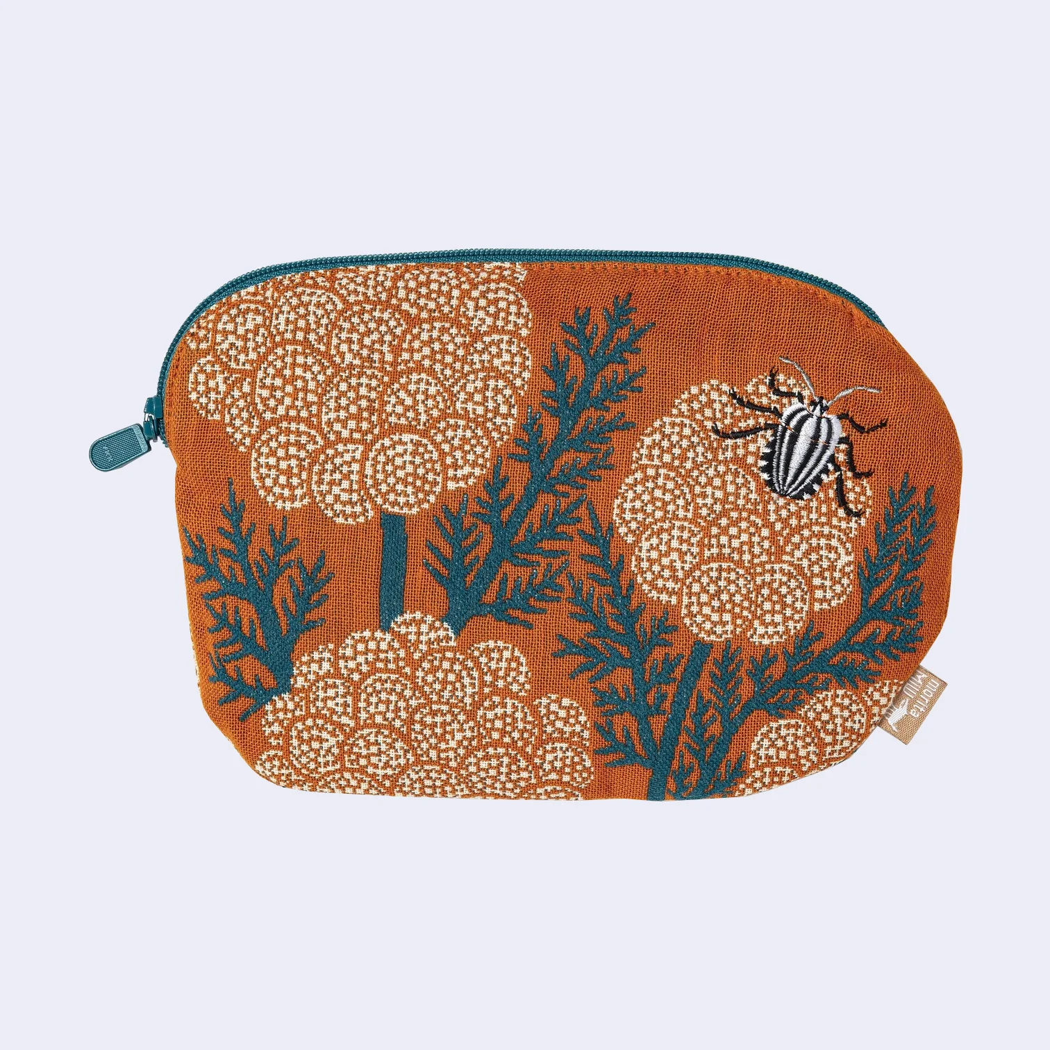 Striped Beetle and Flowers Zip Pouch/Bag (Orange)
