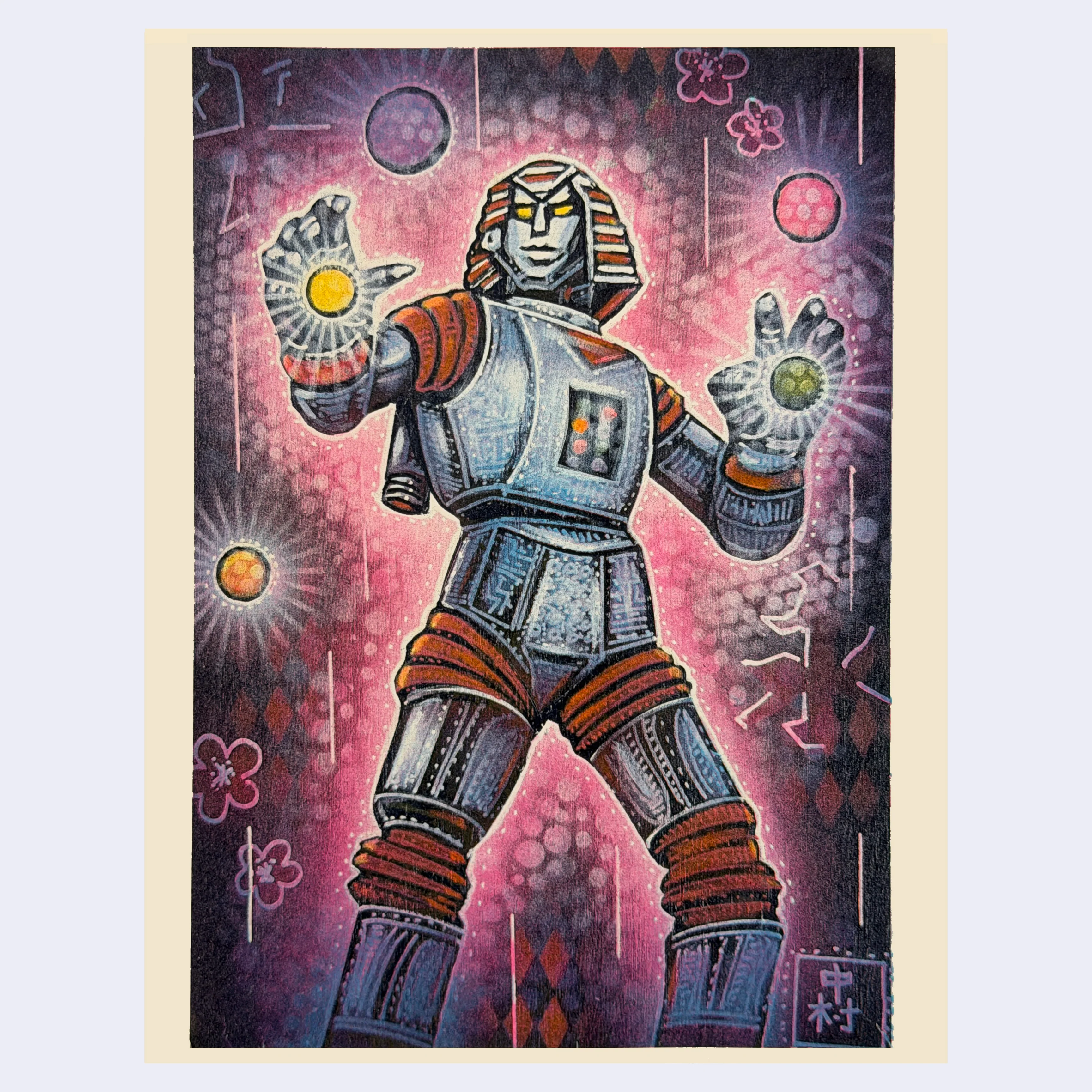 Whimsy Kimaguré - Joel Nakamura - "Giant Robot Mochi Delivery" Risograph