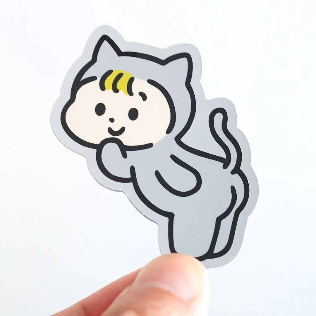 Yutanpo - Holographic Cat Costume Sticker (Standing)